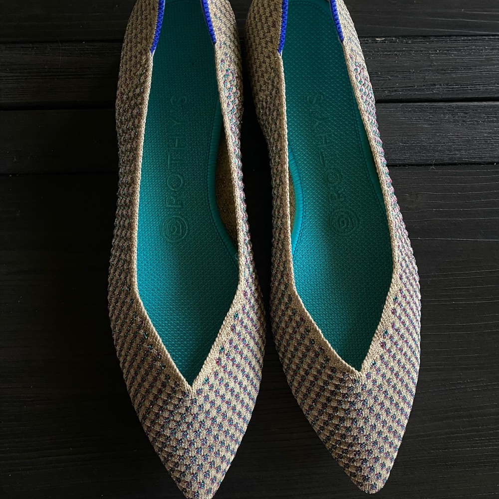 Gold multi Rothy’s flats 8